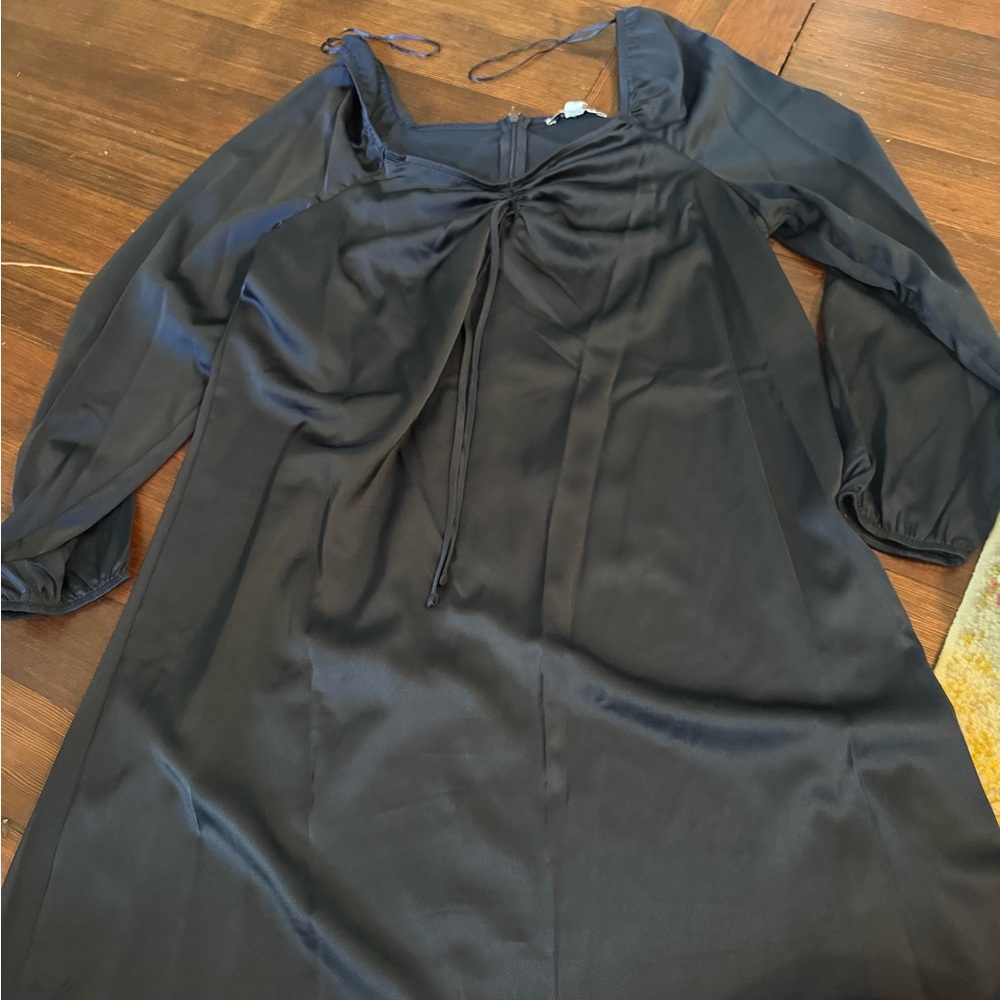 Elegant Dark Blue Satin Dress